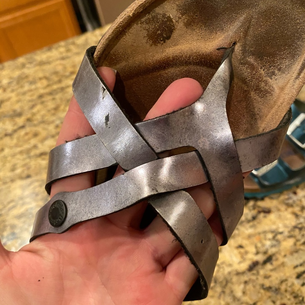 Silver cross cross strap Birkenstock’s